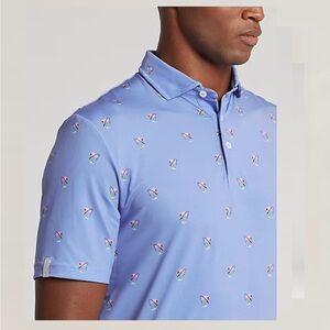 NWT RLX Ralph Lauren Sky Blue Polo with Subtle Pattern
